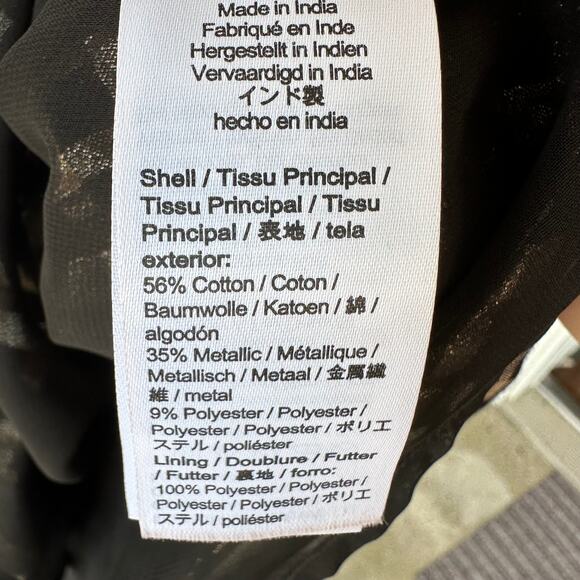 J.Crew Gold Gingham Metallic Halter Top M Black Sleeveless Holiday Party Blouse - Picture 6 of 7